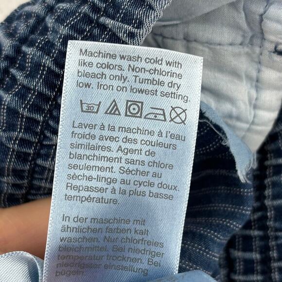 J Crew Seaside Shorts Size XL Indigo Blue Stripe High Rise Pull On Drawstring - Picture 11 of 11